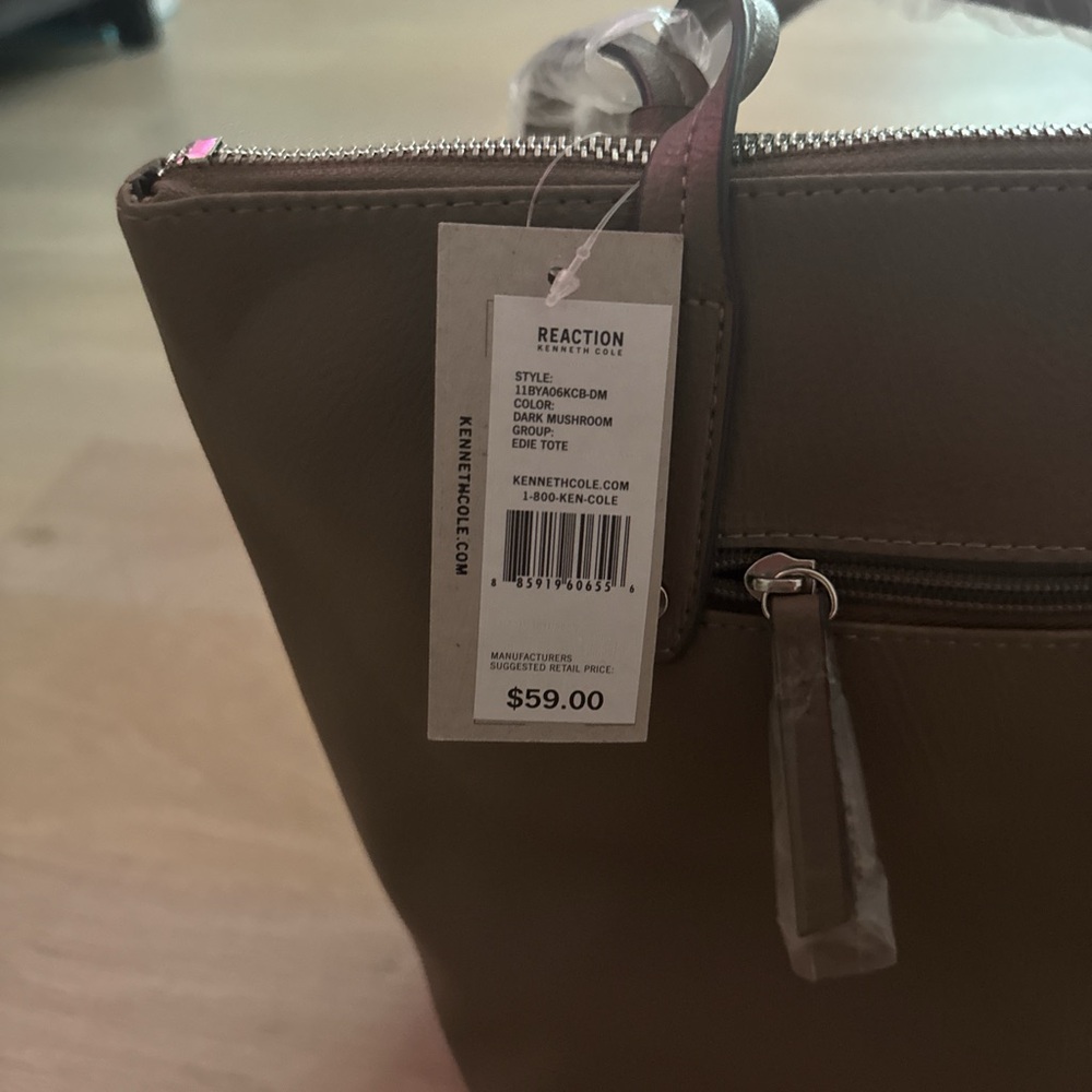 NWT Kenneth Cole Reaction Tote Bag - Dark Mushroom (Brown) - Picture 4 of 7